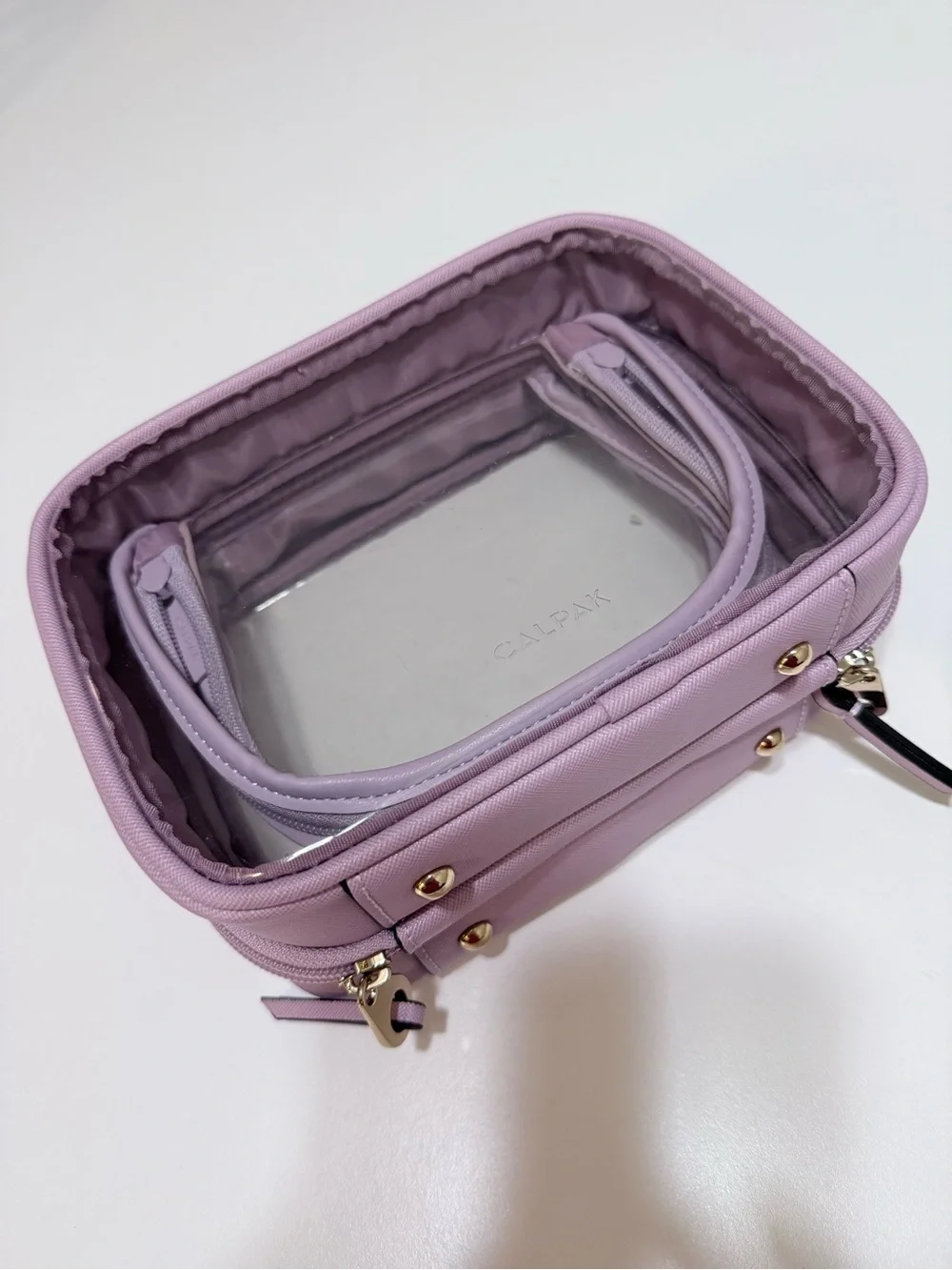 Calpak Clear small Cosmetic Case - Lavender Pink